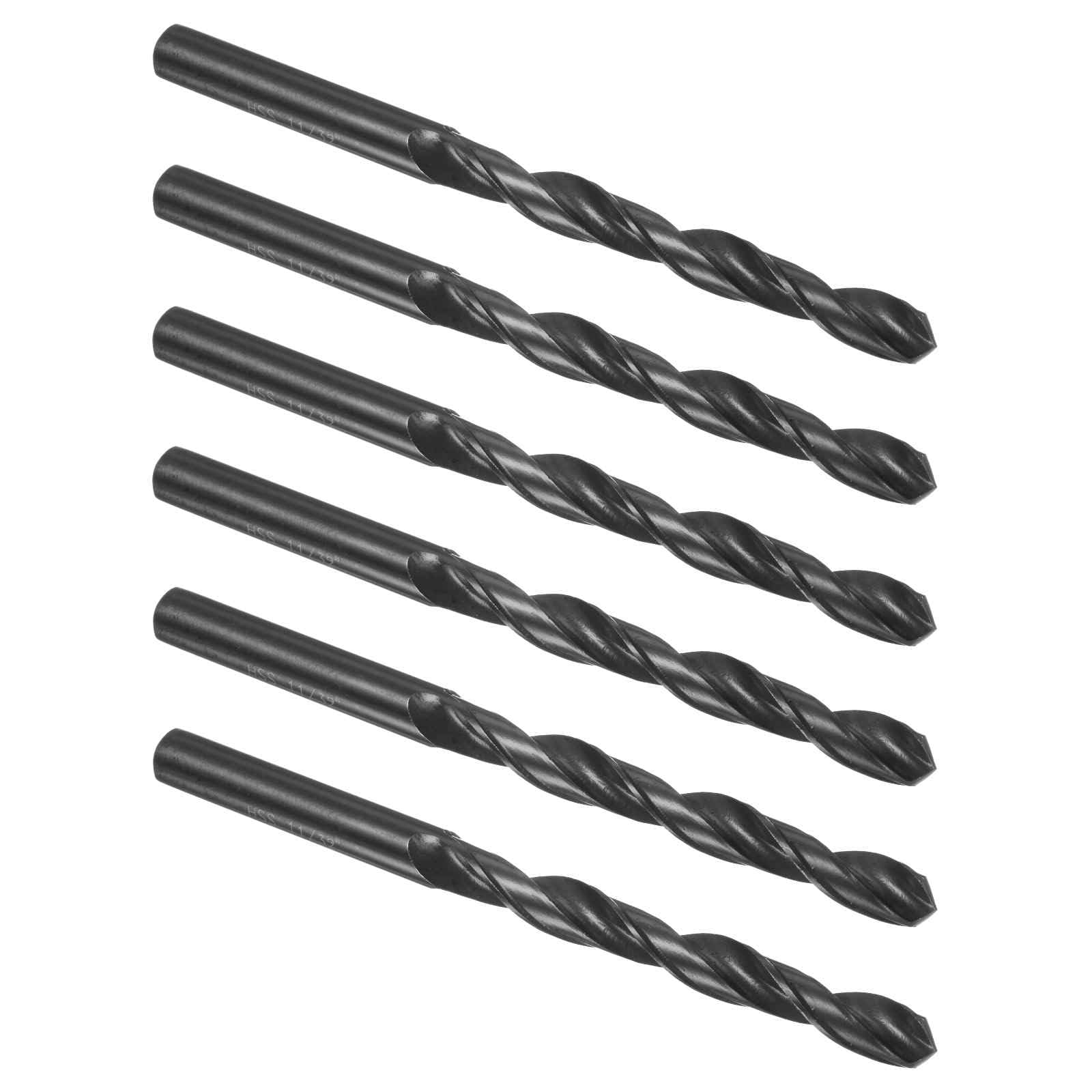 Kozelo 6PCS Twist Drill Bit - [11/32"] High-Speed Steel Round Shank Jobber Bit Set Black for Metal Wood Plastic Steel Use, 83mm/3.27" Blade Length