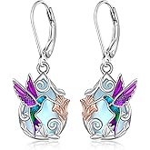 Hummingbird Earrings for Women Sterling Silver Purple Hummingbird Earrings Dangle Bird Jewelry Christmas Gifts