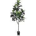 LYERSE Artificial Fiddle Leaf Fig Tree - 6.5ft Faux Ficus Lyrata Plant with 108 Fiddle Leaves Fake Fig Silk Tree in Pot Artificial Tree for Indoor Outdoor Home Office Perfect Housewarming