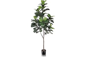 LYERSE Artificial Fiddle Leaf Fig Tree - 6.5ft Faux Ficus Lyrata Plant with 108 Fiddle Leaves Fake Fig Silk Tree in Pot Artificial Tree for Indoor Outdoor Home Office Perfect Housewarming