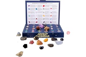 24pcs/Set Colorful Christmas Advent Calendar Unique Christmas Countdown Gemstone Toys Gemstone Christmas Gifts(03 Stone mixed