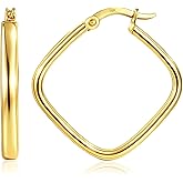 MAX + STONE Solid 14k Gold Hoop EarringsSolid Gold Hoop Earrings for Women with Secure Closure, Hypoallergenic & Anti Tarnishing