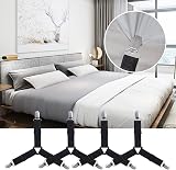 ZGTS 4 PCS Adjustable Bed Sheet Clips with Elastic Straps - Black view 7