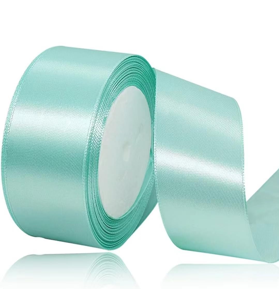 Mint Green Ribbon 40mm for Christmas Party Decorations，23 Meters Mint Green Satin Ribbon for Gift Wrapping, Crafting, Wedding Party, Christmas, Hair Bows, Floral Bouquets, Anniversaries，Baby Showers