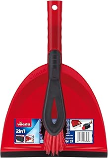 Vileda Kehrset 2-in-1 mit extra Borsten für Sauberkeit in den Ecken, rot