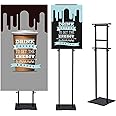 SCZS Heavy Duty Floor Poster Standing Display Poster Sign Holder with Non-Slip Mat Base Adjustable Height Up to 75 inches for Board & Foam (2PACK-Black)