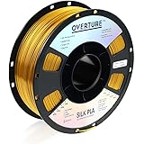 OVERTURE Silk Filament PLA 1.75mm Clog-Free Shiny 3D Printer Consumables, 1kg Spool (2.2lbs), Dimensional Accuracy +/- 0.05 m