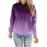 Womens Casual Hoodies Crew Neck Long Sleeve Sweatshirts with Pocket Lightweight Pullover Tops