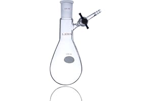 Laboy Glass 200mL Pear-Shaped Schlenk Flask Tube Kjeldahl-Style Reaction Storage Air-Free with PTFE Stopcock & 24/40 Joint La