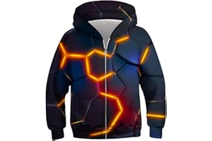 TUONROAD 6-16T Boys Girls Zip Up Hoodies Sweatshirts 3D Printed Cool Pullover with Pockets