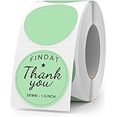 FINDAT Green Round Thermal Labels 1.5 Inch Vinyl Circle Waterproof Direct Printer Sticker Self-Adhesive Perforated Name Tag for Logo DIY QR Design Office Address 500 PCS