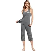 WiWi Pajama Set for Women Tank Top 2 Piece PJ Comfy Viscose from Bamboo Sleepwear Sleeveless Loungewear S-XXL