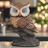 ICE ARMOR Hand Painted 4.5" H Brown Owl Sitting on Rock Figurine Statue Sculpture Ornament Decoration Home/Room Decor Unique Gift Ideas for Housewarming Holidays Birthdays Great Collectible Addition