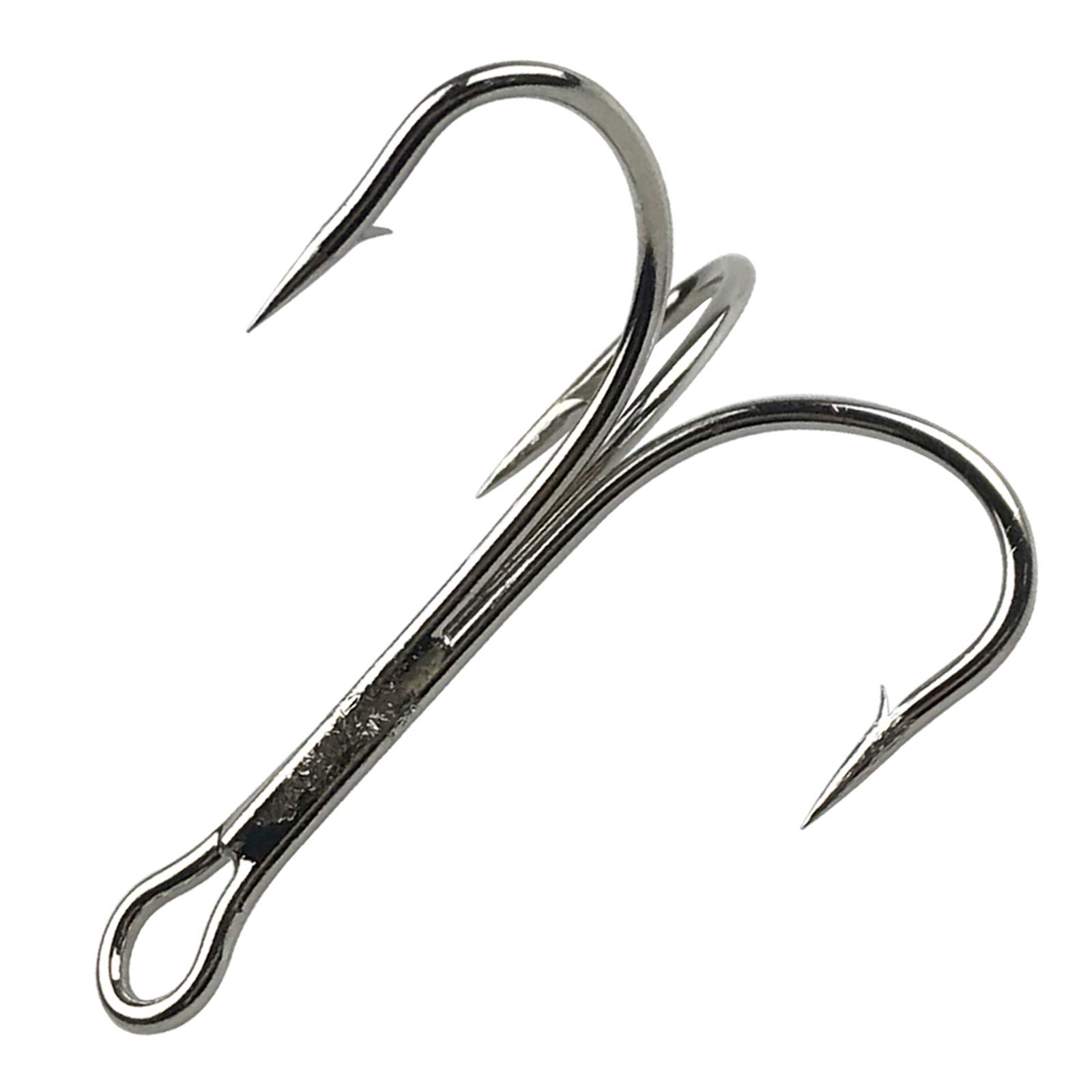 Treble Hooks Saltwater Large Treble Fishing Hooks Classic Triple Hook Silver Big Game Barbed Fish Hook Saltwater Fishing Hooks Size 4/0 6/0 7/0 8/0 10/0(7/0-10pcs)