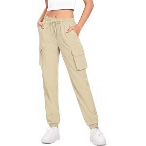 NUMYEAN Girls Cargo Pants Waterproof Joggers Hiking Pants for Teen Girls | Lightweight & Breathable Material
