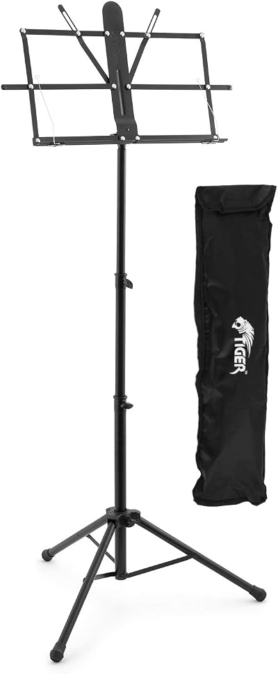 Tiger MUS56-PRO Easy-Folding Metal Sheet Music Stand Professional Portable with