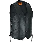 GARGOYLE BELLS Mens Black Leather Vest Premium Cowhide Leather Vest with Liner&Snap Motorcycle Biker Vest For Men