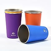 HurOutd 4 Pack Stainless Steel Cups 16oz - Colorful Stackable Metal Drinking Glasses for Camping, Travel, Shatterproof Tumblers