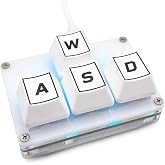 BTXETUEL Mini 4-Key Keypad WASD Arrow Key Keycaps Keyboard One-Handed Mechanical Gaming Keypad Programmable USB-C Customized Keyboard for Working or Gaming (White, WASD Keycaps)