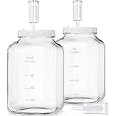 Folinstall 1.5 Gallon Large Fermentation Jars, Wide Mouth Glass Mason Jar | 4.3" Opening, BPA-Free, Food Grade, Pickle jars with 2 Airtight Lids, 3 Airlocks and Measurement Marks, Leakproof Seal, 2PCS