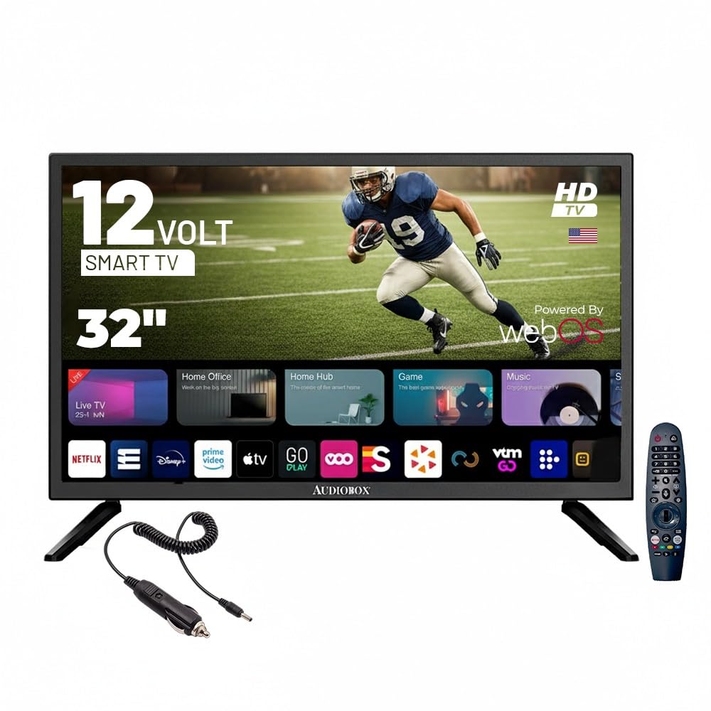 Photo 1 of Audiobox 32-Inch Smart TV LED HDTV for RV, Camping 12 Volt | Magic Remote, webOS Hub, Bluetooth, Dual-Band WiFi, & 12V AC/DC Compatibility