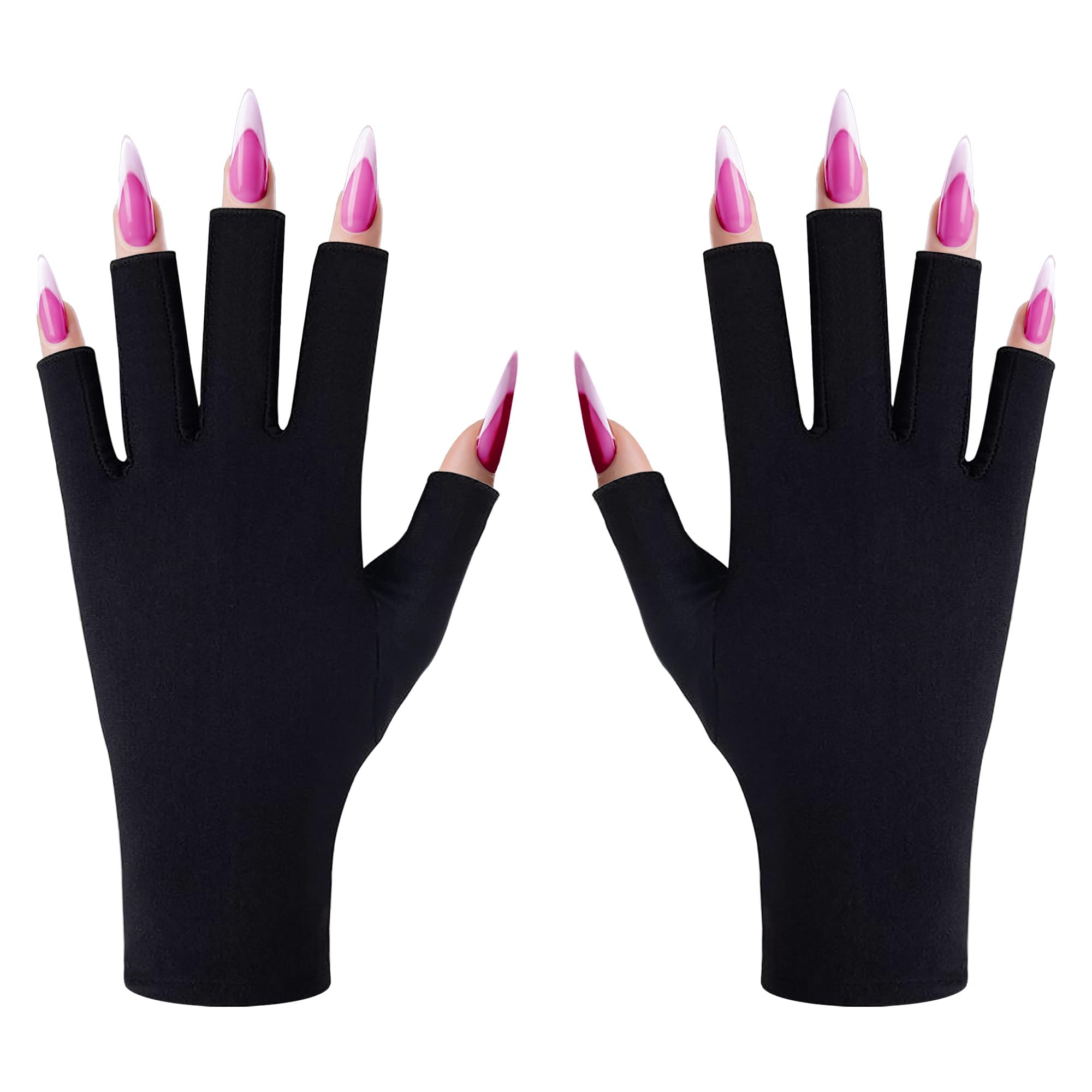 CGBOOM UPF50+ UV Protection Gloves for Gel Nail Lamp, Professional Manicures, Fingerless for Nail Art Skin Care, Protecting Hands from UV Light Harm (Black)