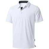 Men's Golf Polo Shirts Dry Fit Moisture Wicking Performance Short Sleeve | Regular Fit, 3 Button, Collared Shirts, Sun Protection, Lightweight Breathable Pique Fabric, Athletic Work Smart Casual Polo