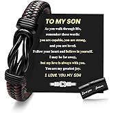 Hoyazvet Gift for Men Infinity Knot Cuff Bracelet for Men Dad Husband Boyfriend Son Black Braided Leather Forever Linked Together Stainless Steel Engraved with Love You Forever Gifts Jewelry 7.5-9inch