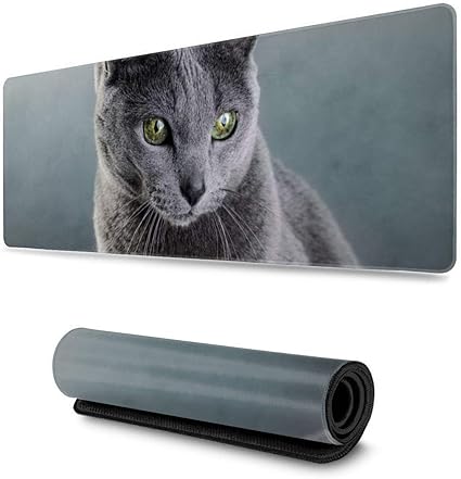 Amazon マウスパッド 大型 ゲーミングマウスパッド ネコ ロシアンブルー 灰色 猫柄 見るかわいい 防水性 耐久性 滑り止め 低反発キーボード パッド 多機能 超大判 30 80cm おしゃれ Norain マウスパッド 通販