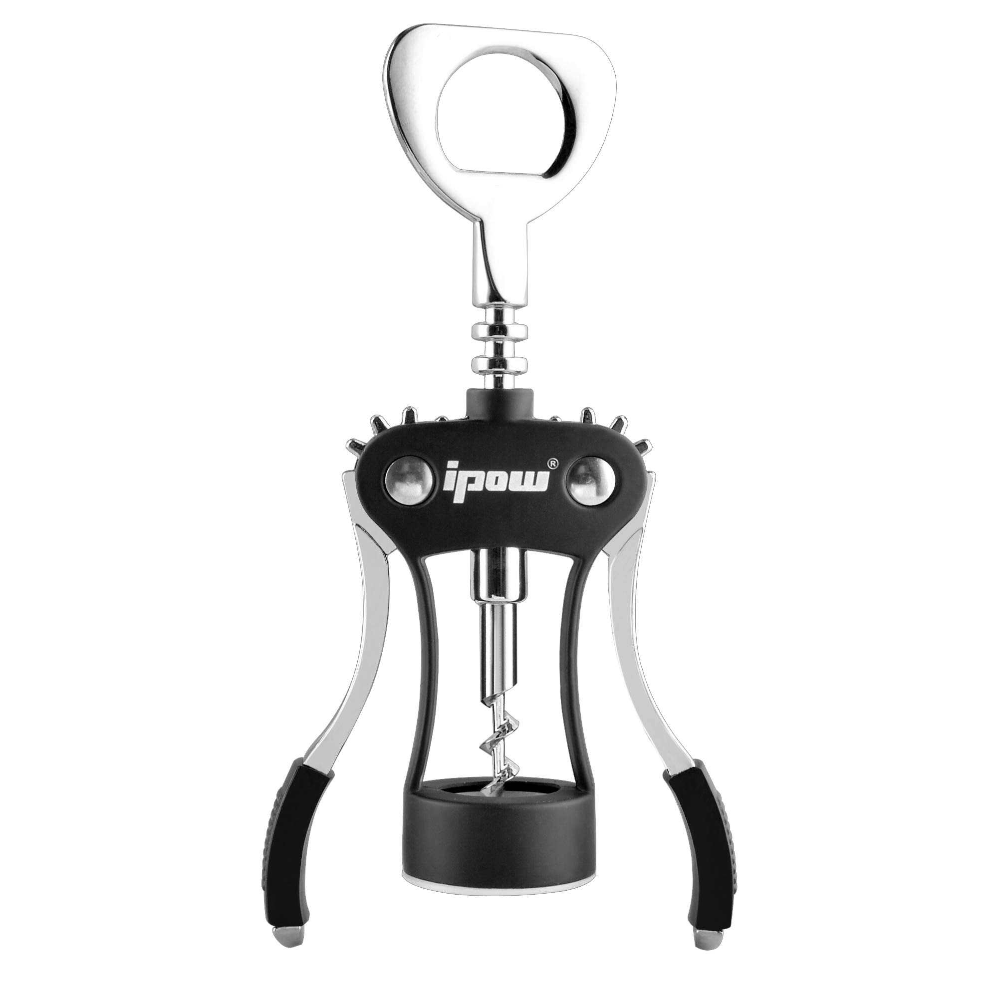 Ipow Red Wine Corkscrew Beer Bottle Opener Wing with Black Silicone, Updated Version