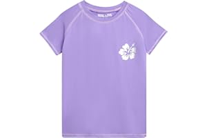 Real Love Toddler Girls Rash Guard - Quick Dry Sun Protection Swim Shirt Girls Short Sleeve Rash Guard Kids Swim Top (2T-16)