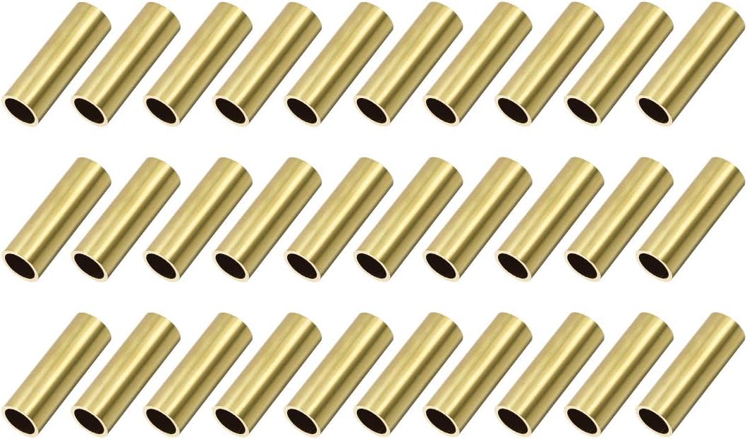 sourcing map Brass Round Tube, 10mm OD 1mm Wall Thickness 30mm Length Seamless Pipe Tubing for DIY Crafts 30 Pcs