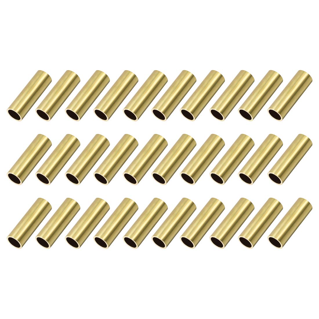 sourcing map Brass Round Tube, 10mm OD 1mm Wall Thickness 30mm Length Seamless Pipe Tubing for DIY Crafts 30 Pcs