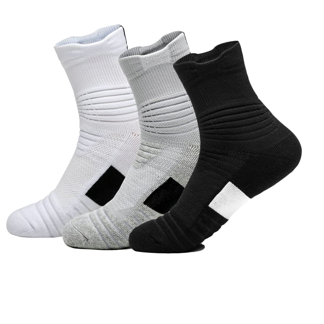 Photo 1 of *Missing Parts - Check clerk notes*
Yoknatt Black White Grey Ankle Athletic Youth Basketball Socks for Mens Womens Boys Crew Thick Cushioned Sports Running Cycling Compression Socks