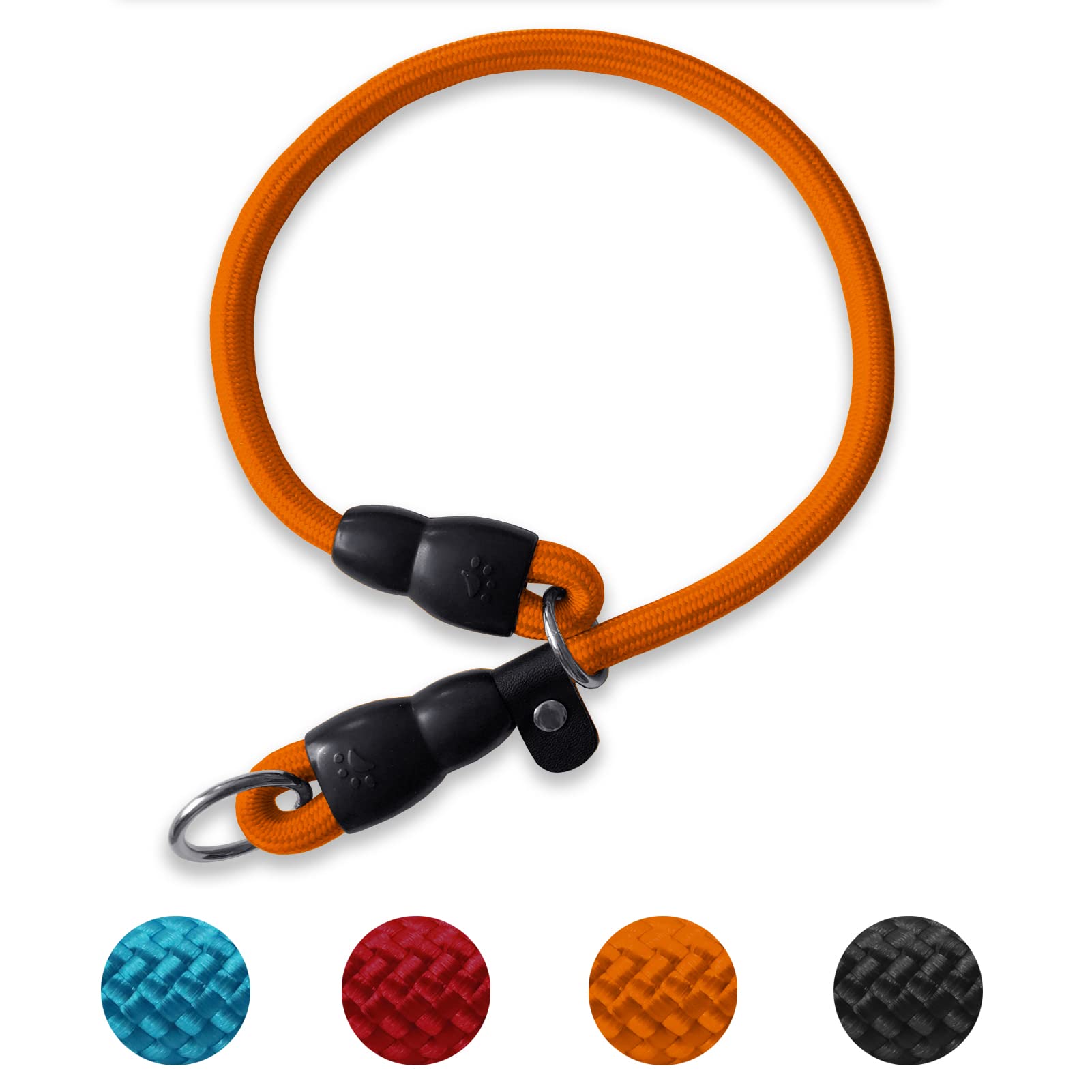 LOS ANDES Dog Slip Collar Choke Collar for Dog Training Nylon Rope Collar with Adjustable Stopper No Pull Round Martingale Dog Collar for Small Medium Large Dogs(Orange, Ideal for neck under 60cm) โ image 1