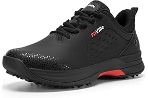 FitVille Extra Wide Men's Golf Shoes Waterproof, Professional No-Slip Spiked Golf Shoes with Arch Support