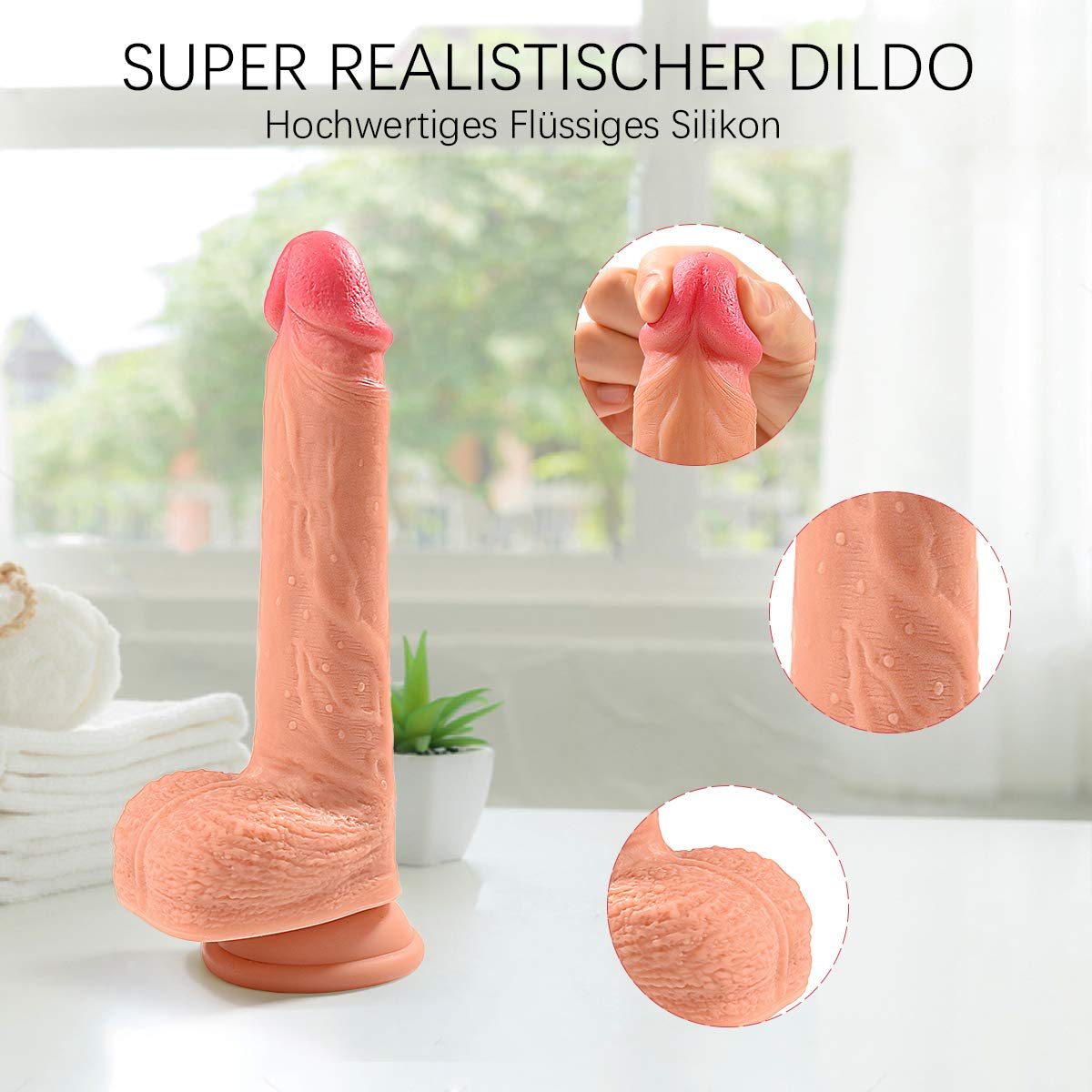 Realistischer Dildo Nabini Silikon Dilos Sexspielzeug Frauen mit 8 Frequenzmodi Vibratoren für sie mit Stoßfunktion G-Punkt Vibratoren mit Fernbedienung