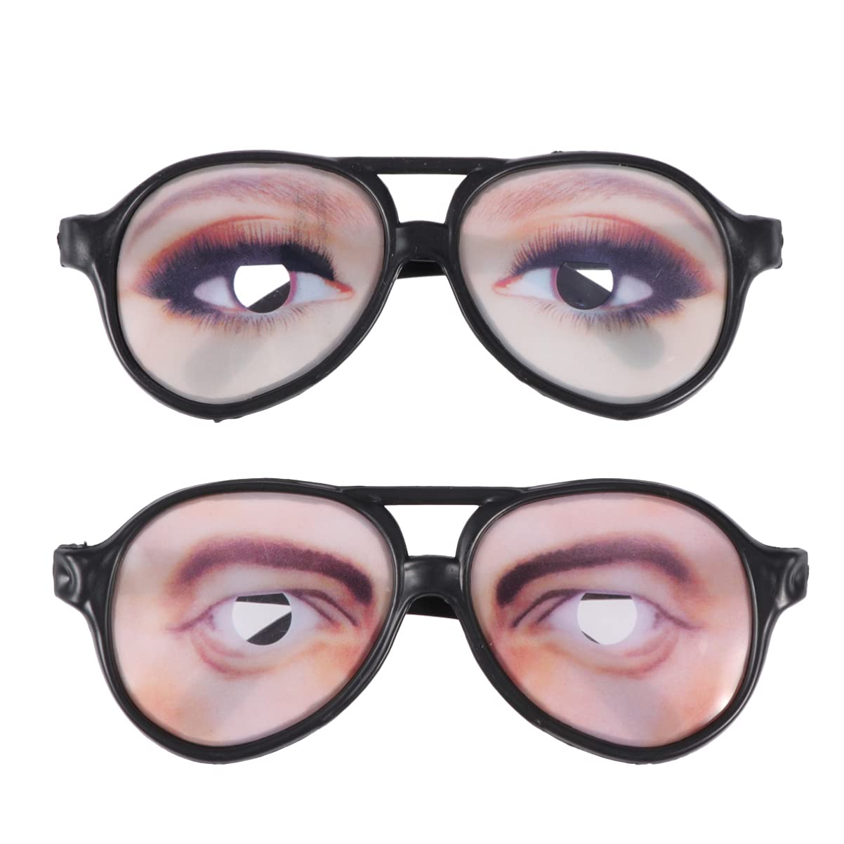 Homoyoyo 2pcs Funny Eyes Glasses, Male Female Prank Disguise Eyeglass Shaking Party Glasses Toys Novelty Shades Funny Costume Accessories for Party Favor (Random Style)