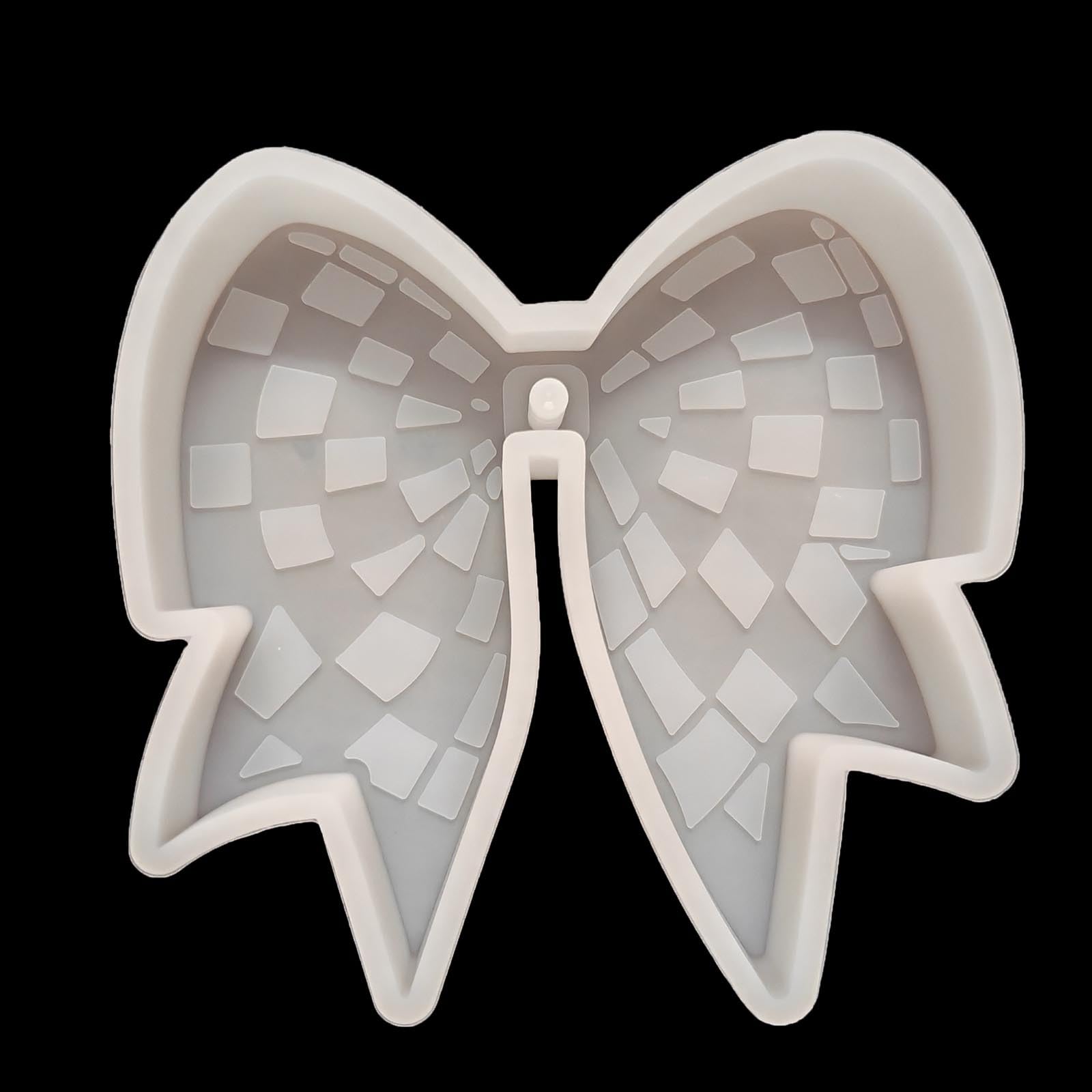 Photo 1 of (300+ Design Optional) Fuehbur Checkered Bow Car-Freshie Resin Silicone Aroma Bead Candle Soap Mould, Oven Safe