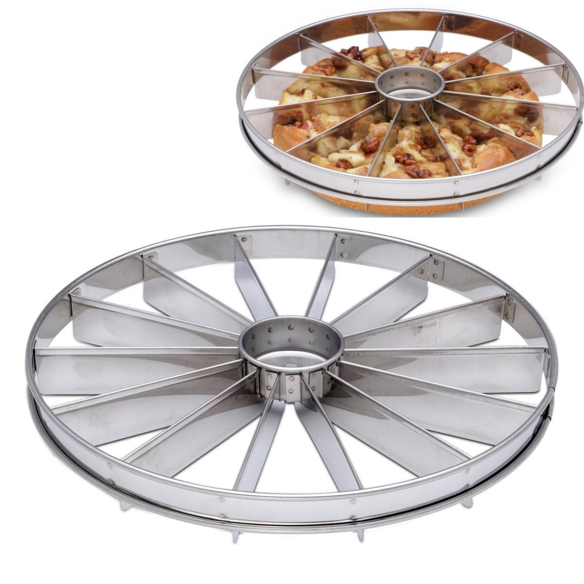 Photo 1 of Professional Pie Slicer and Cake Divider | Stainless Steel Pie Portion Cutter Press Cake Marker Evenly14 Portions