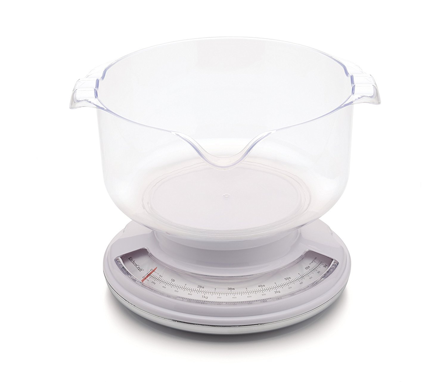 KitchenCraft Flat Mechanical Kitchen Scales with Large Bowl, 3 kg (6.5 lb) Capacity