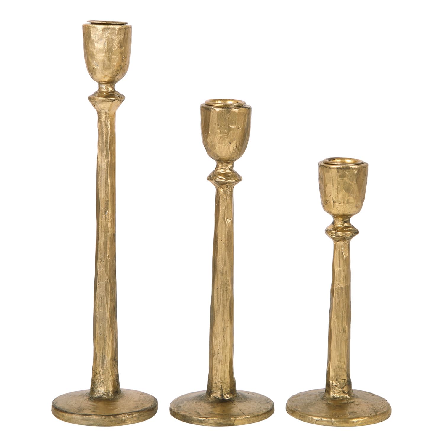 NIKKY HOME Gold Taper Candle Holders Set of 3, Antique Decorative Resin ...