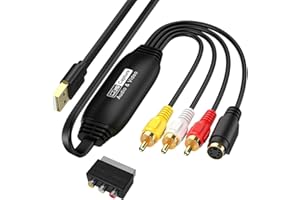 AMANKA VHS to Digital Converter, USB Video Capture Card, RCA AV to USB Audio Video Transfer Grabber, Convert Analog VHS VCR to Digital Adapter for PC DV Camera DSLR DVD Compatible Windows Mac OS