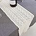 Lahome Handmade Cotton Crochet Table Runner with Tassels Off-White Retro Macrame Table Runners for Wedding Festival Event Table Decoration (9.5