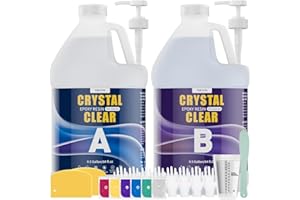 TQELFSS Epoxy Resin 1 Gallon, Crystal Clear Epoxy Resin Kit (0.5gal ×2), High Gloss, Self Leveling Easy Mix Resin for Jewelry