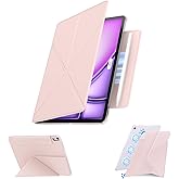 SANDUODD for iPad Air 11 inch Case M3/M2 (2025/2024), Slim Powerful Magnetic Attachment Corner Protective iPad Folio Case with Auto Wake/Sleep and Hidden Pencil Holder (Pastel Pink, iPad air 11 inch)