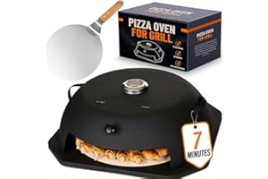 HeatGuard Pro Geras Pizza Oven for Grill - Grill Top Pizza Oven For Outdoor Camping - Pizza Stone, Pizza Peel Kit - Portable Backyard BBQ Pizzas Maker Charcoal, Pellet, Propane Gas Wood Attachment