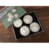 blue-ther Morgan Dollar Shell and Coin Set (5 Coin +1 Head Shell+1 Tail Shell) Magic Coin Magic Tricks Illusions Close up Fun