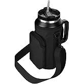 Xxerciz Water Bottle Carrier Bag for Stanley 64oz Tumbler with Handle, Water Bottle Holder with Adjustable Strap, Bottle Sling Sleeve with Phone Pouch, Stanley Cup Accessories for Walking Hiking