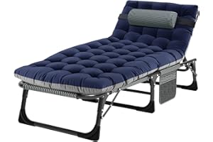 ABORON Patio Lounge Chair, Folding Guest Bed Cot for Adults, 500LB Heavy-Duty Capacity, Portable Extra Bed with Comfort Mat, Quick Fold Design for Indoor Guest Stays & Temporary Use